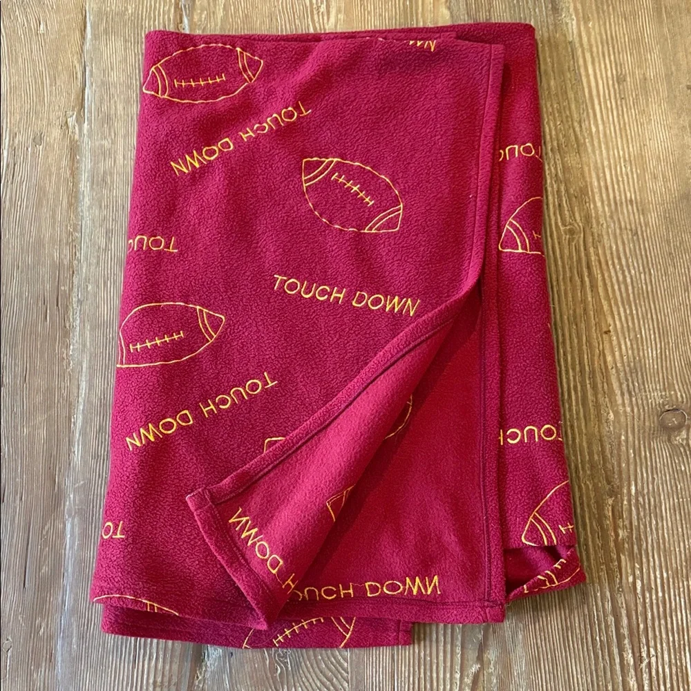 Embroidered Football Touchdown Throw Blanket - garnet and gold